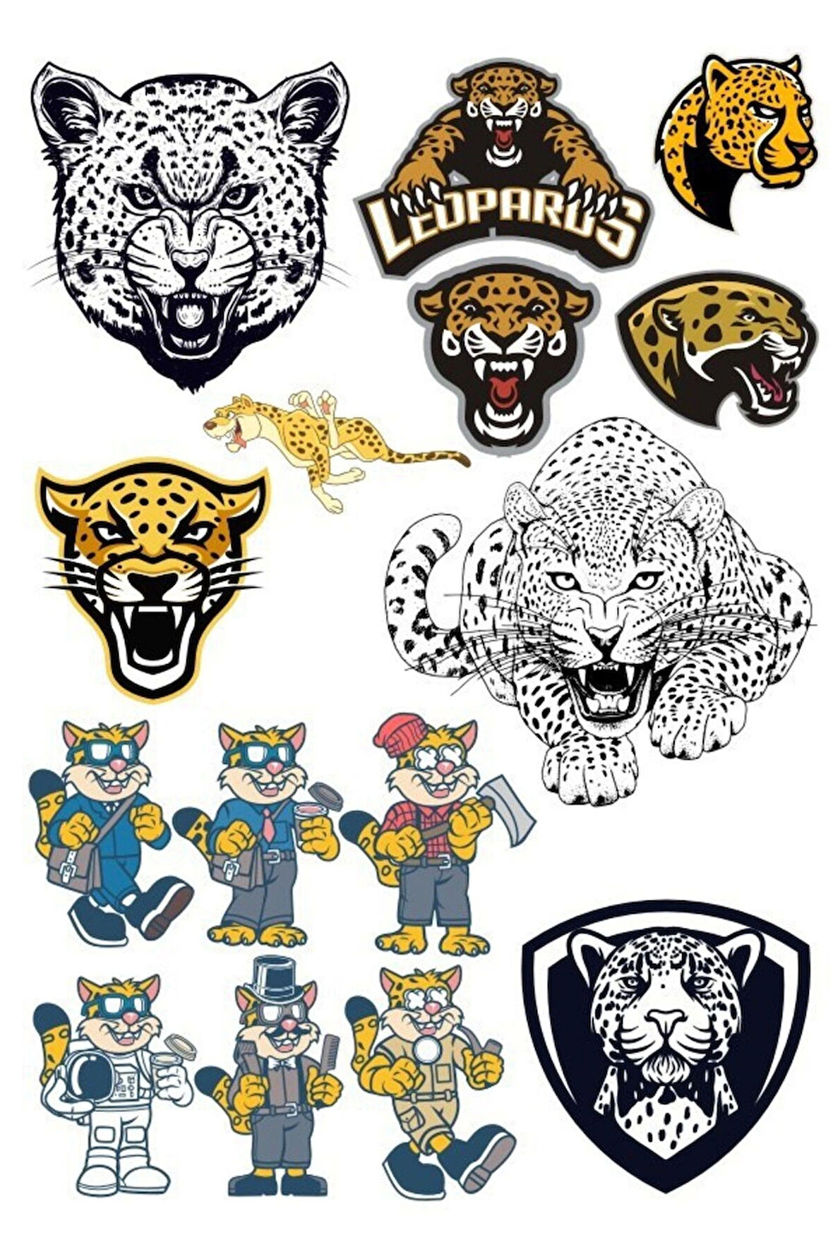 Leopar Sticker Set -2 15 Parça Telefon, Tablet, Defter, Laptop Sticker