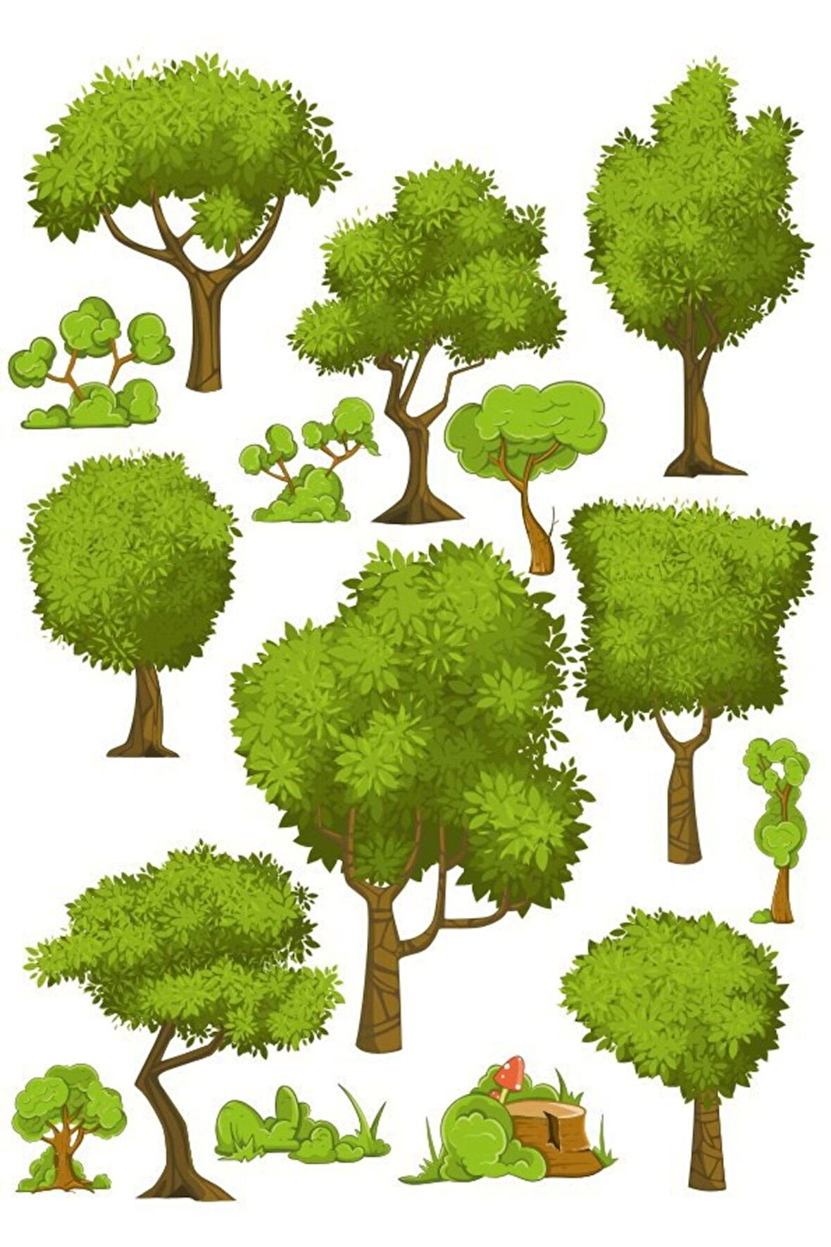 Ağaçlar sticker Set-1 15 Parça Telefon, Tablet, Defter, Laptop Sticker