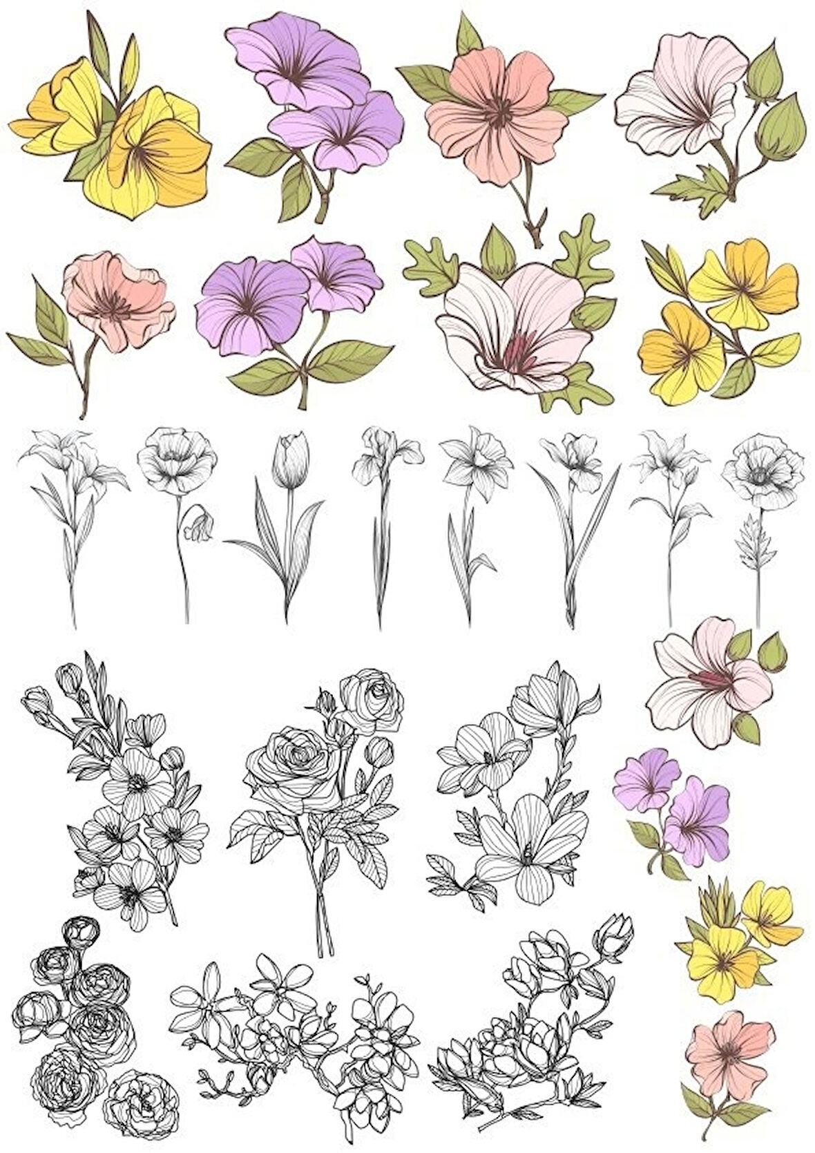 Çiçekler Sticker Set 23 Parça Telefon, Tablet, Defter, Laptop Sticker