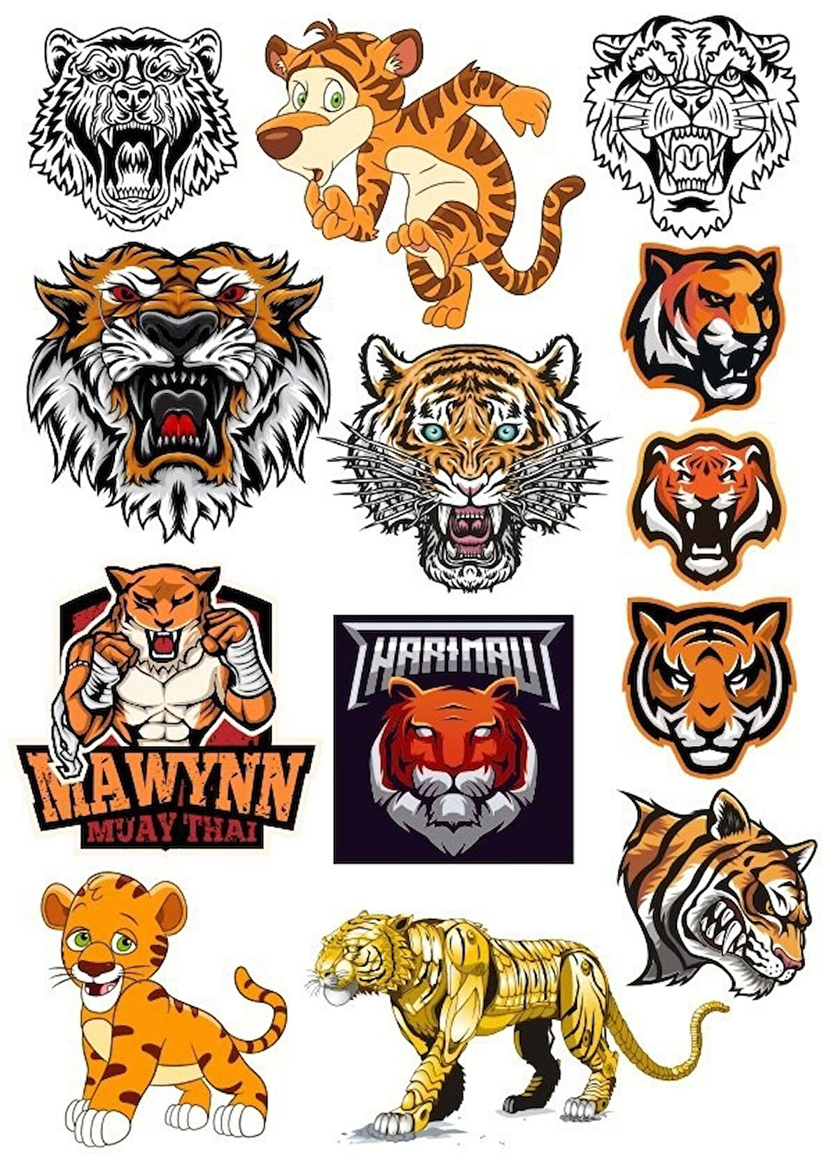 Aslan ve Kaplan Sticker Set 13 Parça Telefon, Tablet, Defter, Laptop Sticker