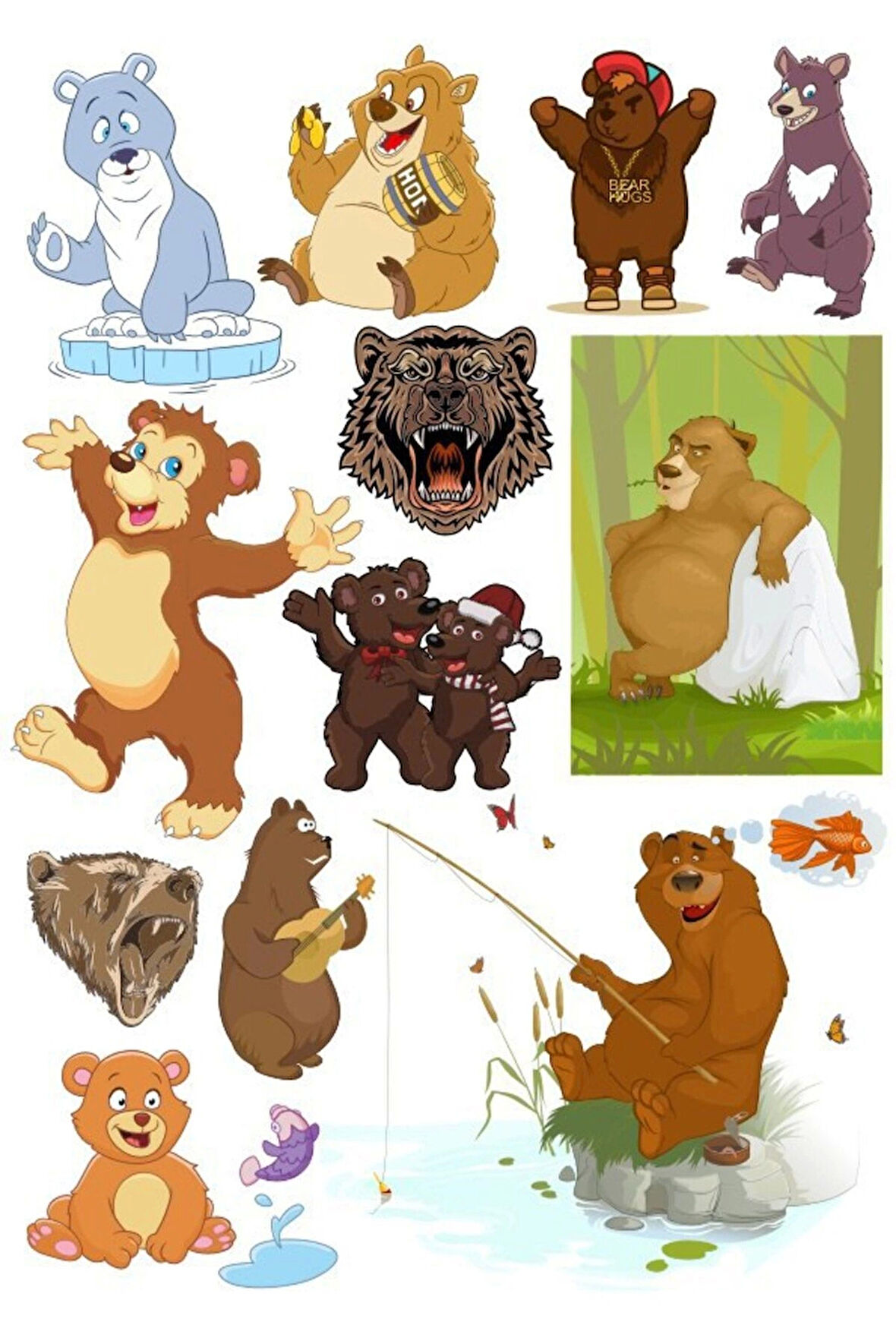 Ayı Sticker Set-4 13 Parça Telefon, Tablet, Defter, Laptop Sticker