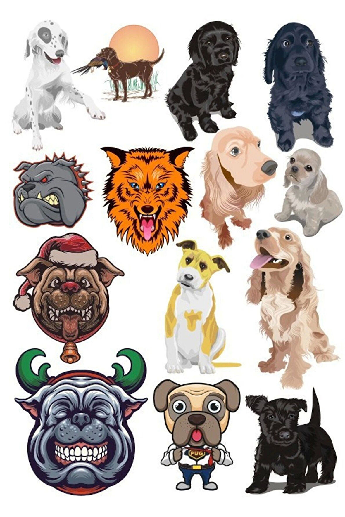 Köpek Sticker Set-3 13 Parça Telefon, Tablet, Defter, Laptop Sticker