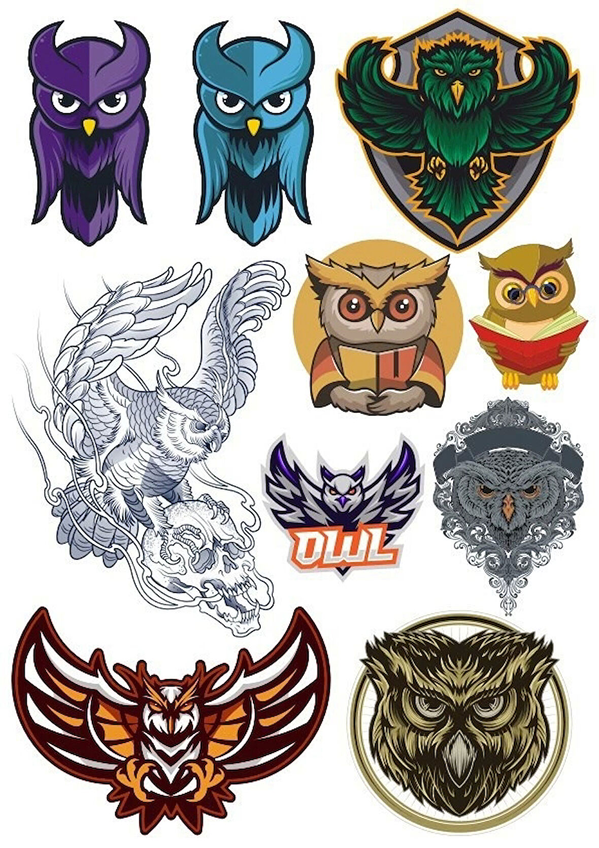 Baykuş Sitcker Set-2 13 Parça Telefon, Tablet, Defter, Laptop Sticker