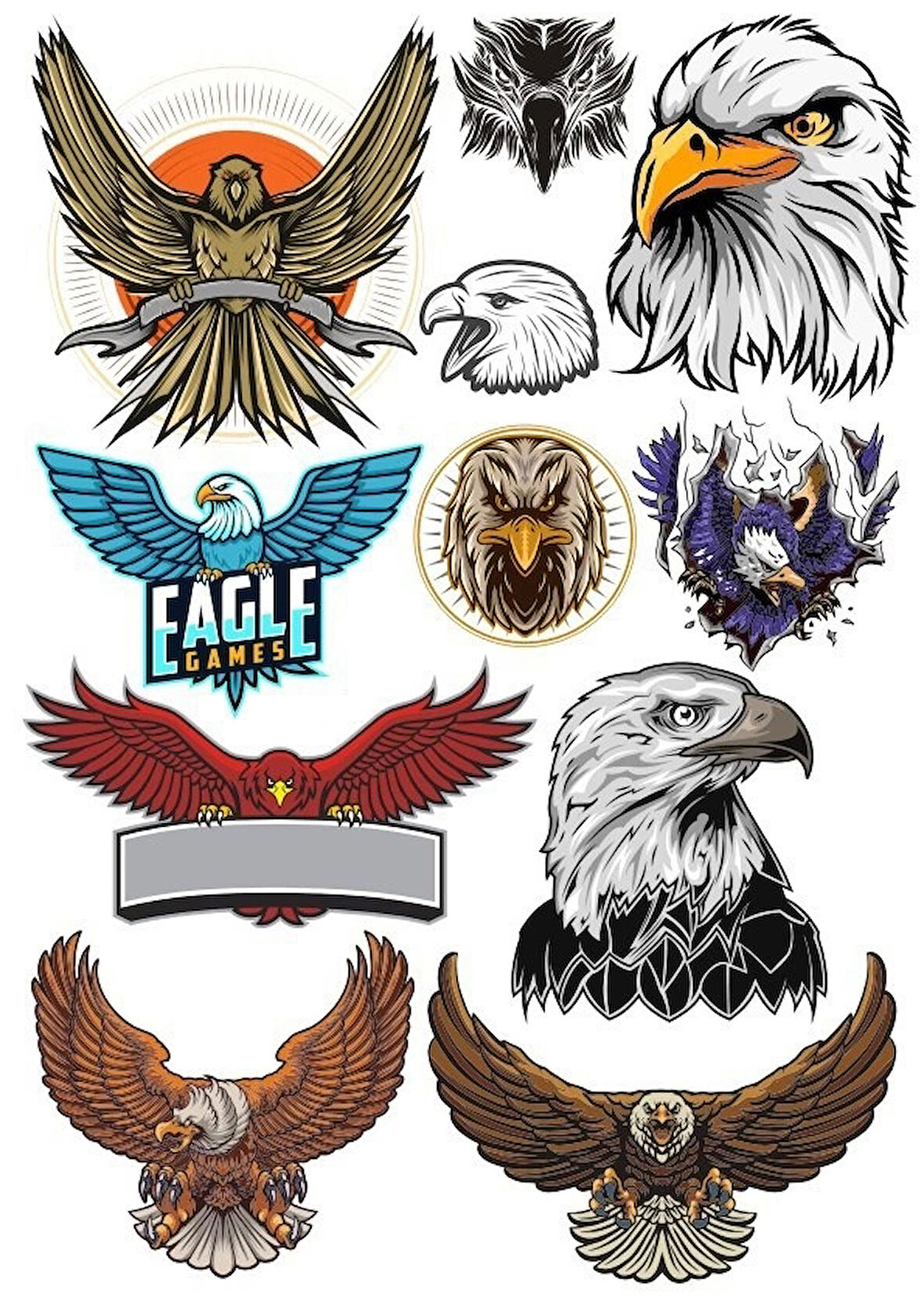 Kartal Sticker Set-2 11 Parça Telefon, Tablet, Defter, Laptop Sticker