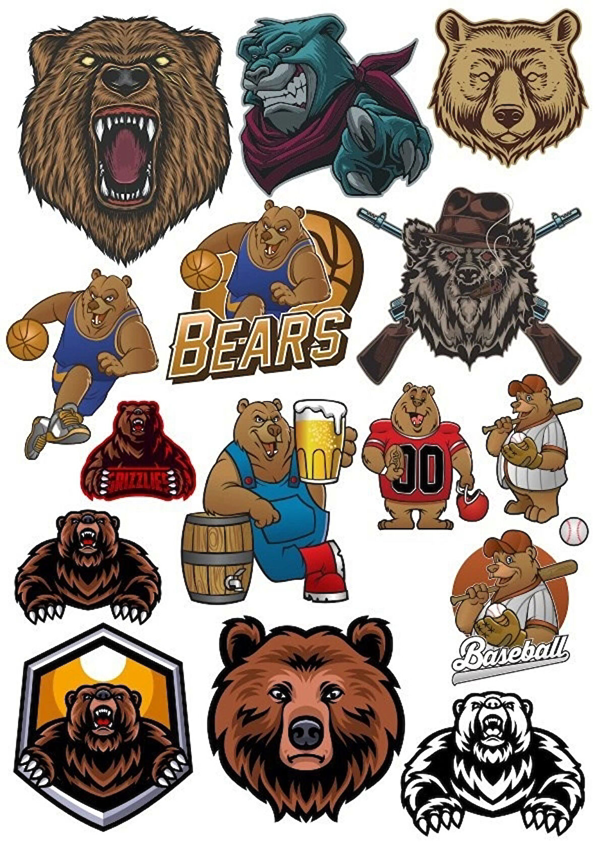 Ayı Sticker Set-6 12 Parça Telefon, Tablet, Defter, Laptop Sticker