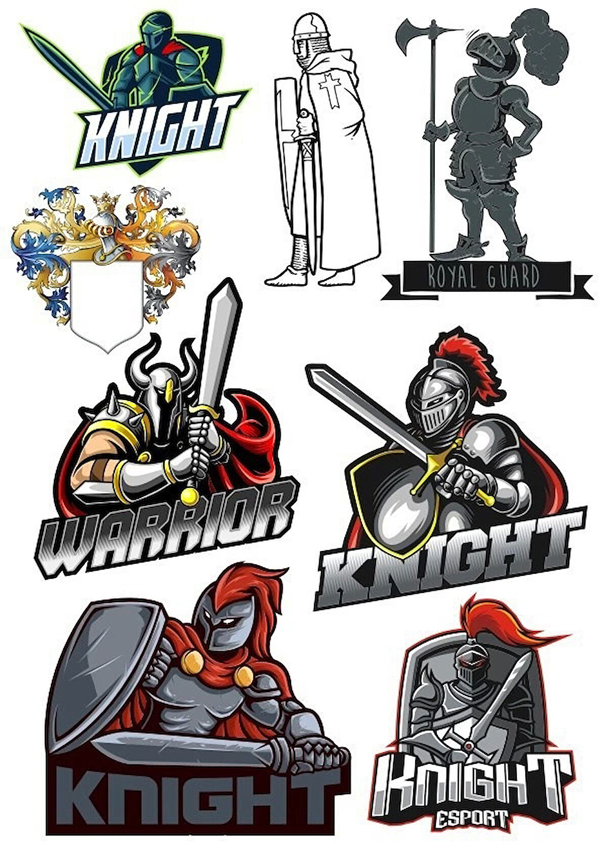 Knight Şövalye Sticker Set-1 8 Parça Telefon, Tablet, Defter, Laptop Sticker