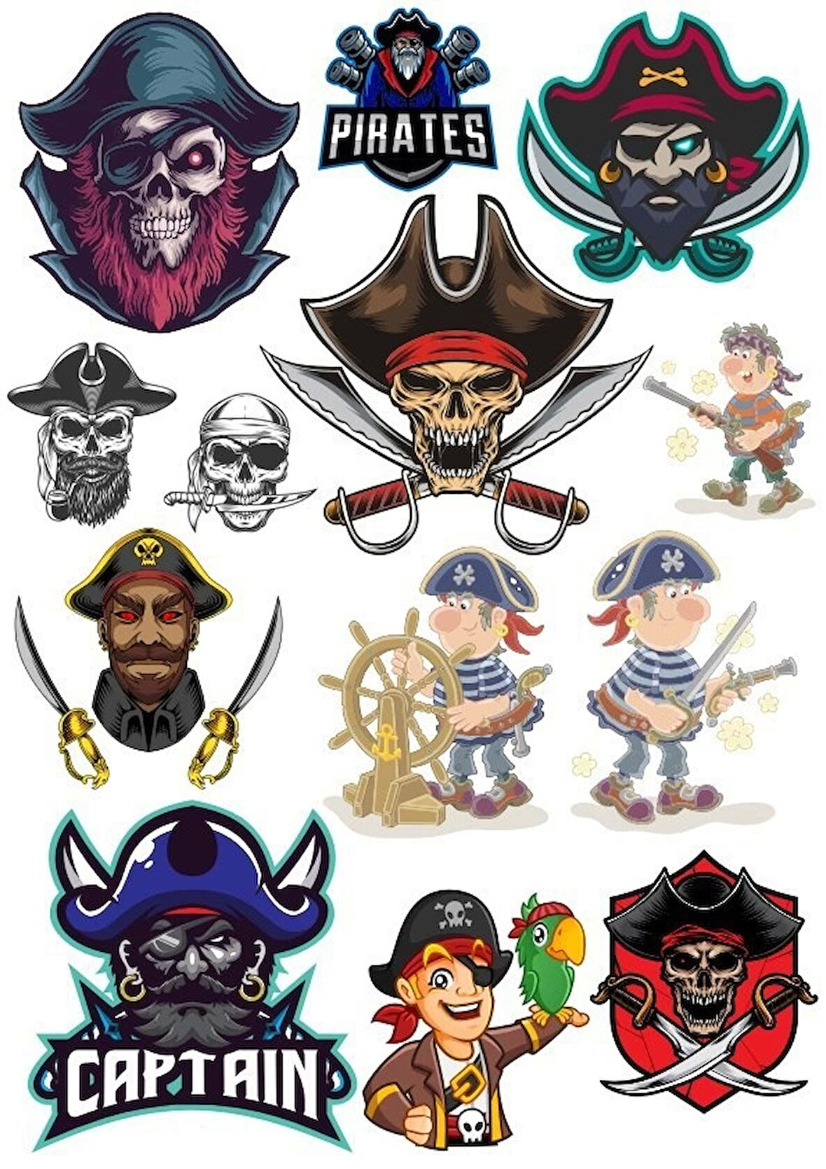 Korsan Kuru Kafa Sticker Set-5 13 Parça Telefon, Tablet, Defter, Laptop Sticker