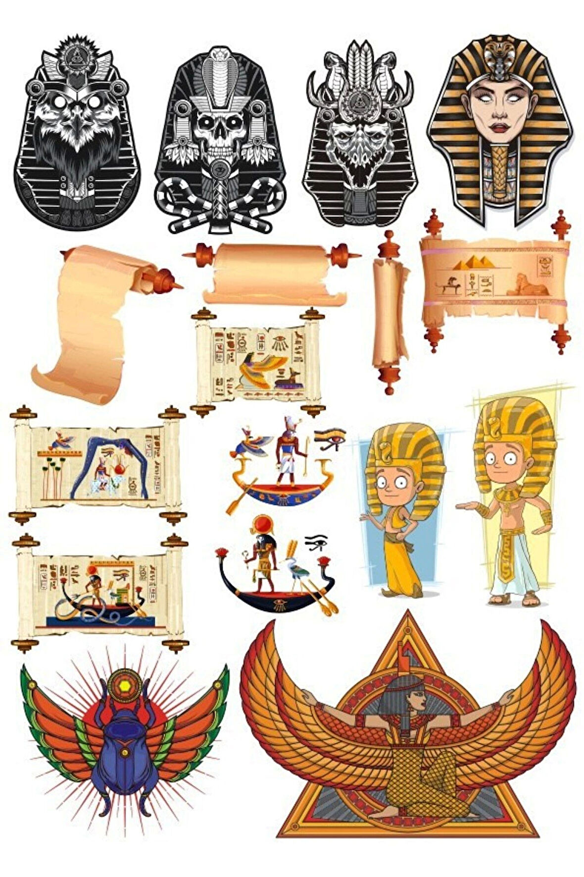 Mısır Temalı Sticker Set-2 13 Parça Telefon, Tablet, Defter, Laptop Sticker