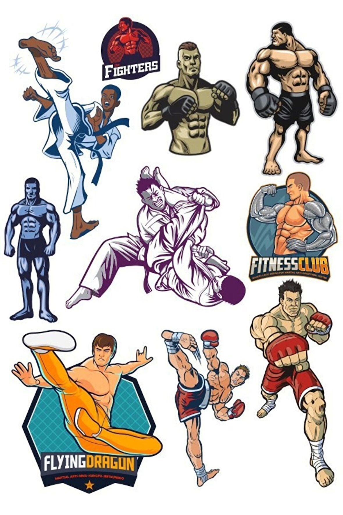 Boks Dövüş Sticker set 13 Parça Telefon, Tablet, Defter, Laptop Sticker