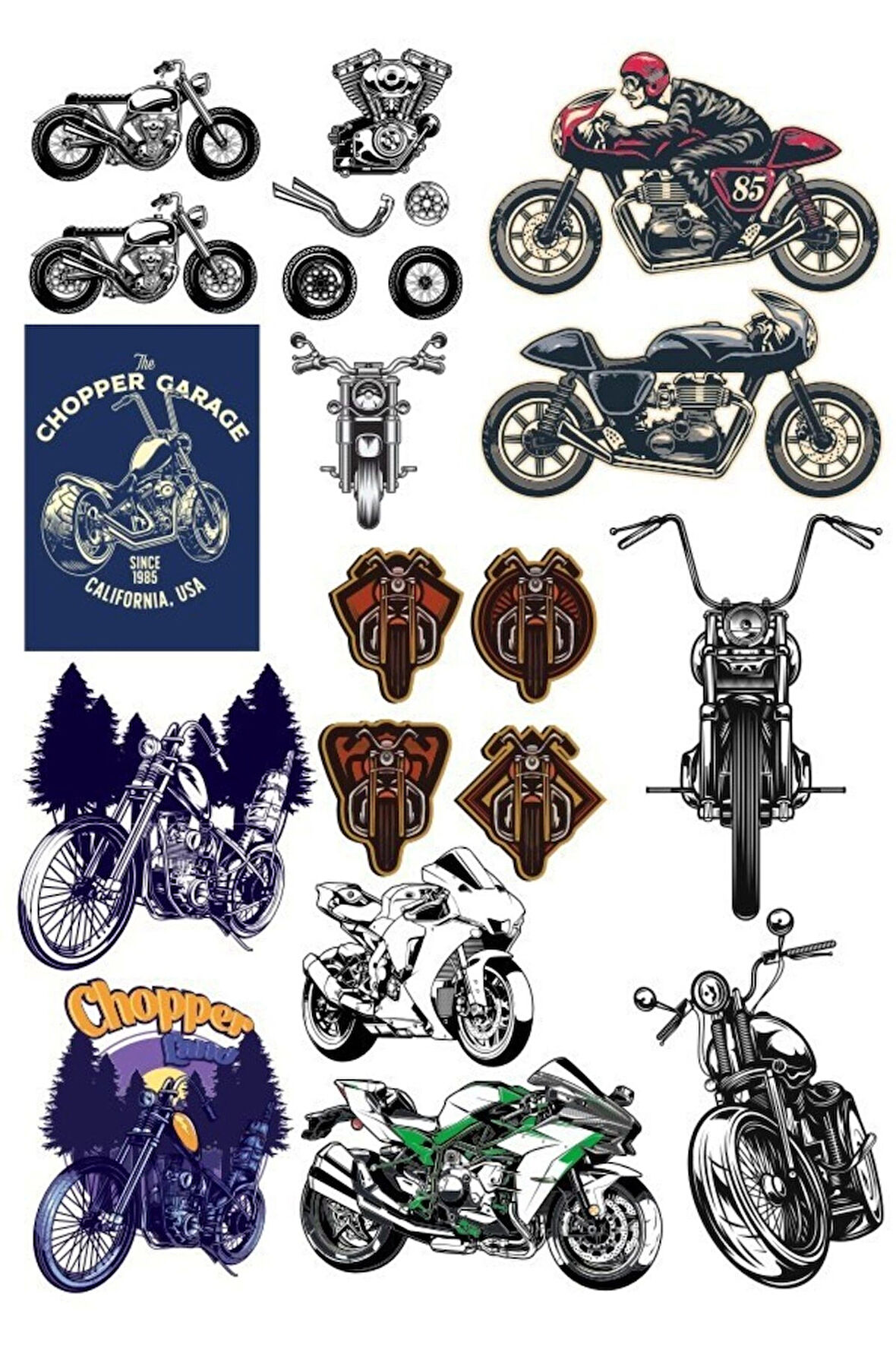 Motor Sticker Set-2 15 Parça Telefon, Tablet, Defter, Laptop Sticker