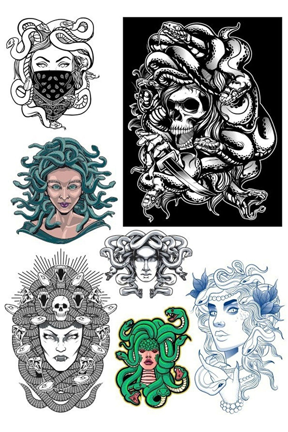 Medusa Sticker Set-1 7 Parça Telefon, Tablet, Defter, Laptop Sticker