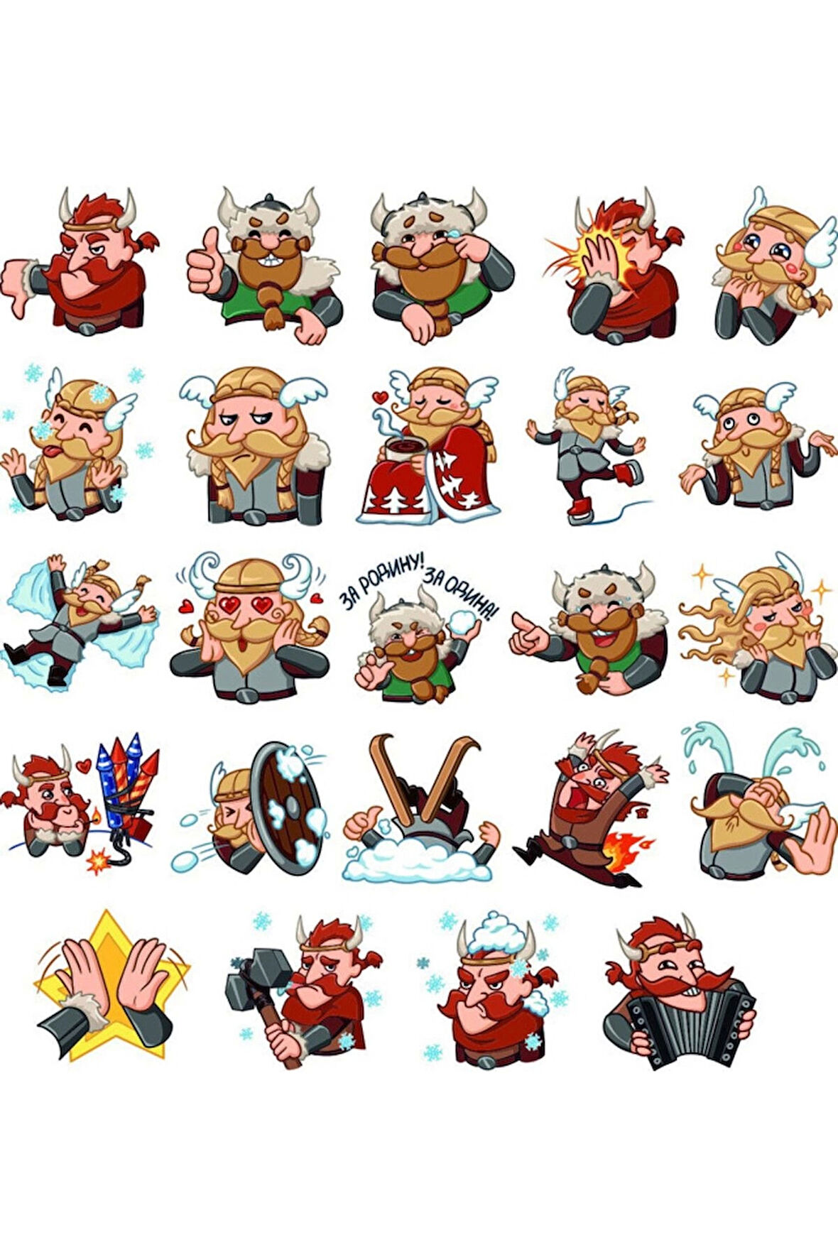 Sevimli Viking Sticker Set 24 Parça Telefon, Tablet, Defter, Laptop Sticker