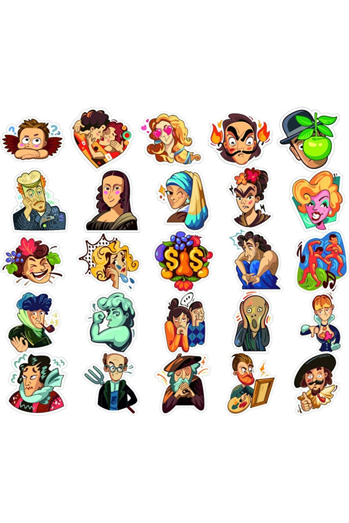 Yüzler İnsanlar Sticker Set 24 Parça Telefon, Tablet, Defter, Laptop Sticker