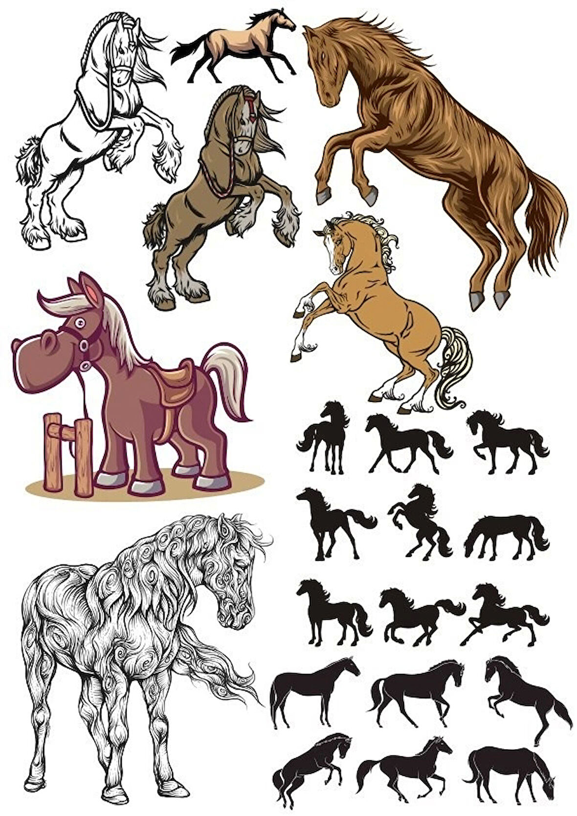 At Sticker Set-2 13 Parça Telefon, Tablet, Defter, Laptop Sticker