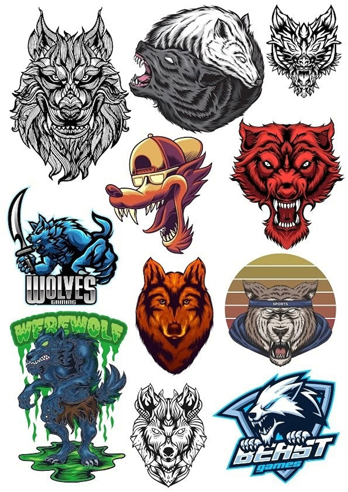 Kurt Wolf Sticker Set 11 Parça Telefon, Tablet, Defter, Laptop Sticker