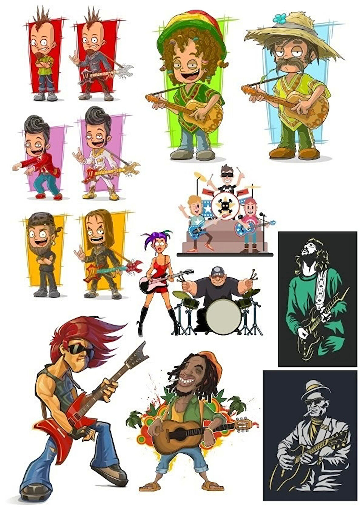 Müzisyen Sticker Set-1 12 Parça Telefon, Tablet, Defter, Laptop Sticker