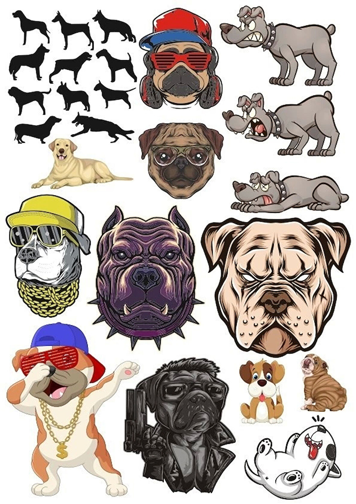 Köpekler Sticker Set-5 16 Parça Telefon, Tablet, Defter, Laptop Sticker