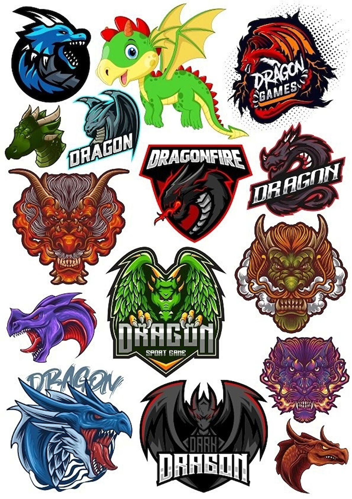 Ejderha Dragon Sticker Set 13 Parça Telefon, Tablet, Defter, Laptop Sticker