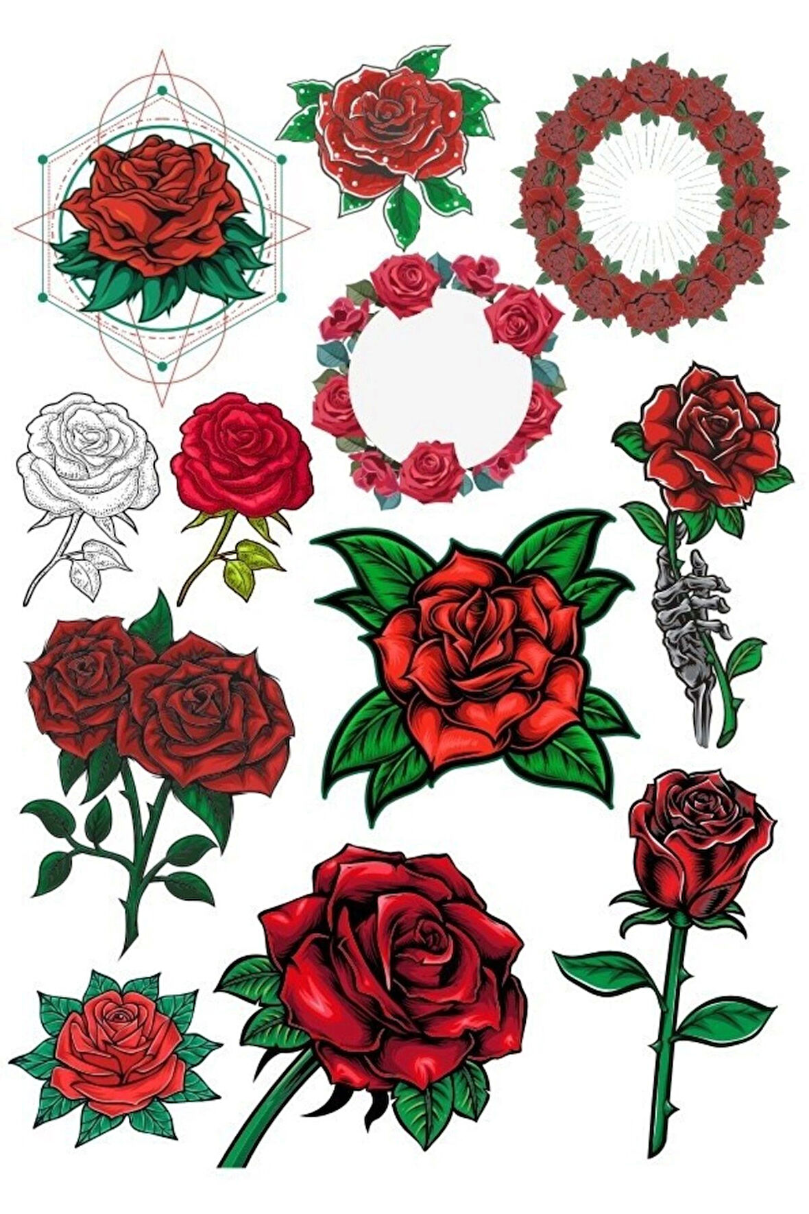 Gül Sticker Set 15 Parça Telefon, Tablet, Defter, Laptop Sticker