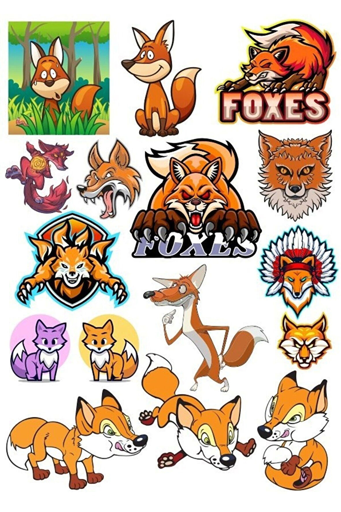 Tilki Sticker Set-2 15 Parça Telefon, Tablet, Defter, Laptop Sticker