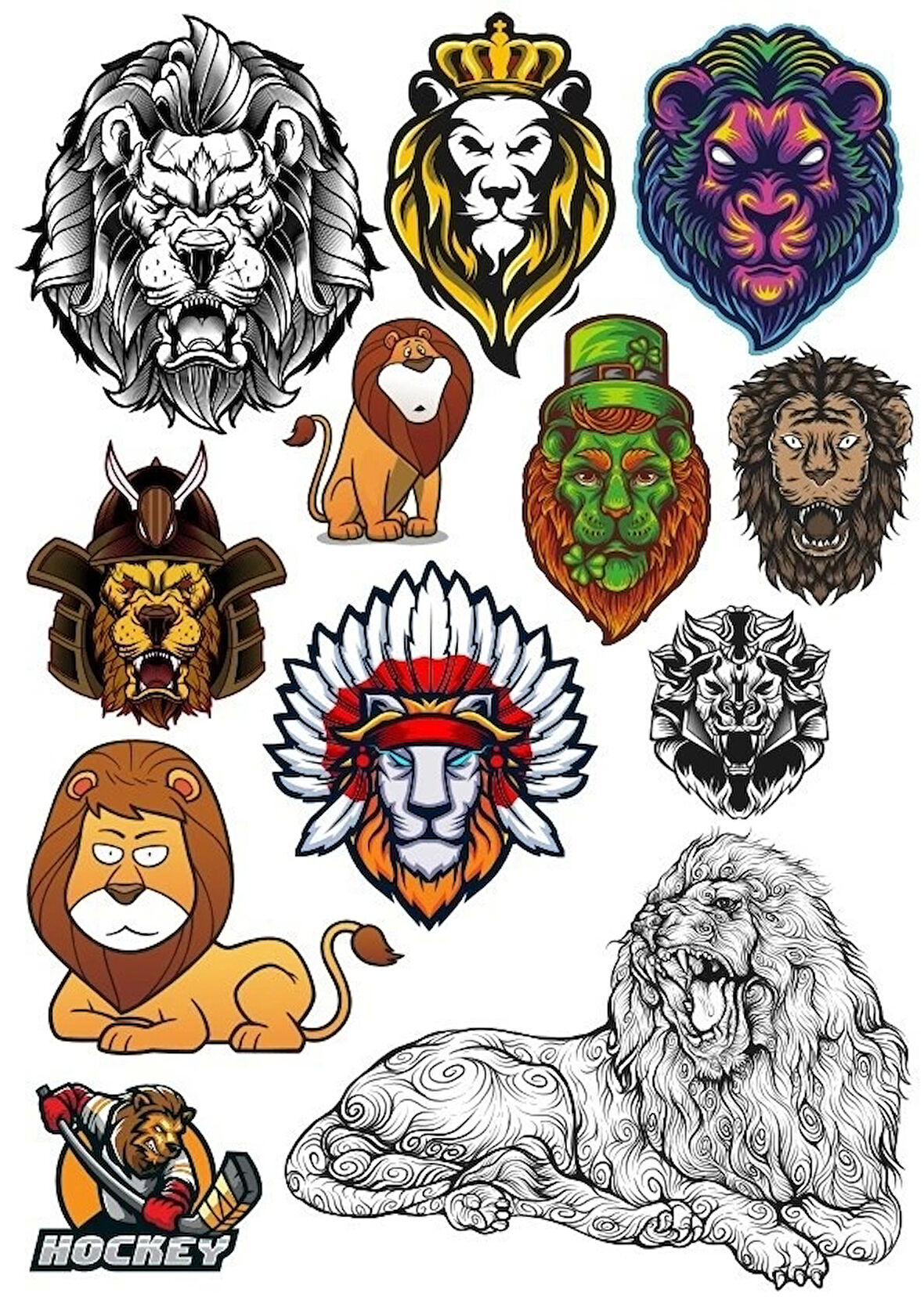 Aslan Sticker Set-6 12 Parça Telefon, Tablet, Defter, Laptop Sticker