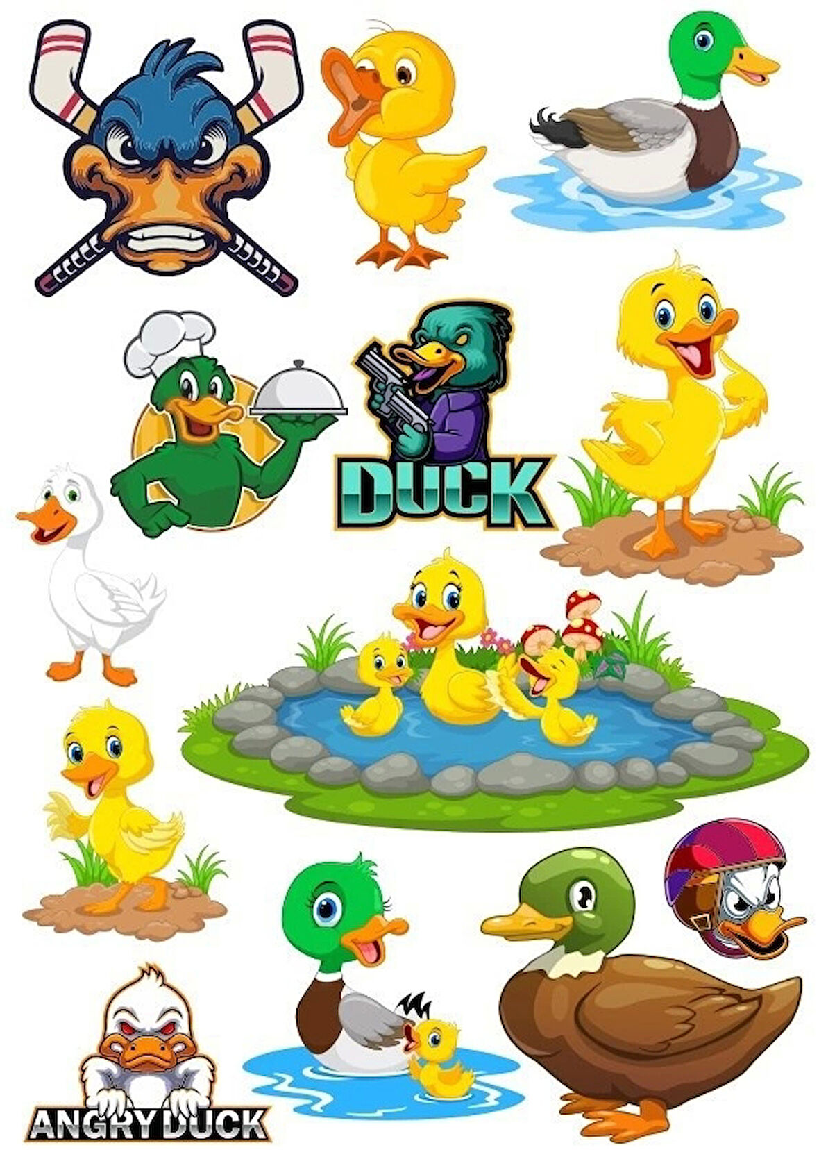 Ördek Temalı Sticker Set-1 13 Parça Telefon, Tablet, Defter, Laptop Sticker