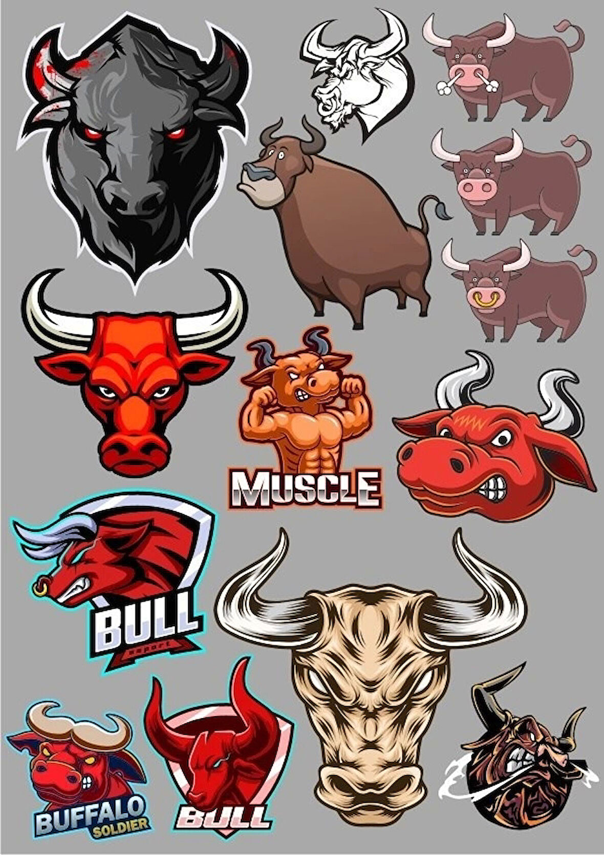 Boğa Sticker Set-5 13 Parça Telefon, Tablet, Defter, Laptop Sticker