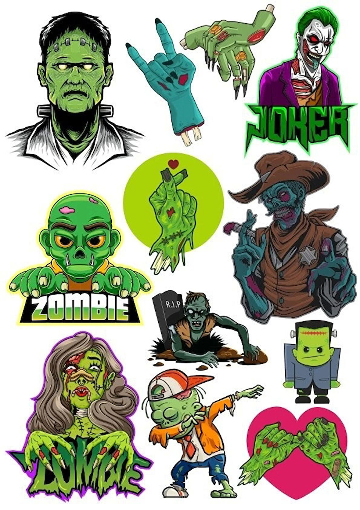 Zombi Sticker Set-5 13 Parça Telefon, Tablet, Defter, Laptop Sticker