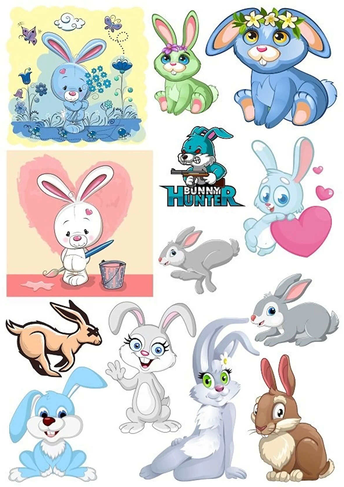 Tavşan Sticker Set-2 20 Parça Telefon, Tablet, Defter, Laptop Sticker