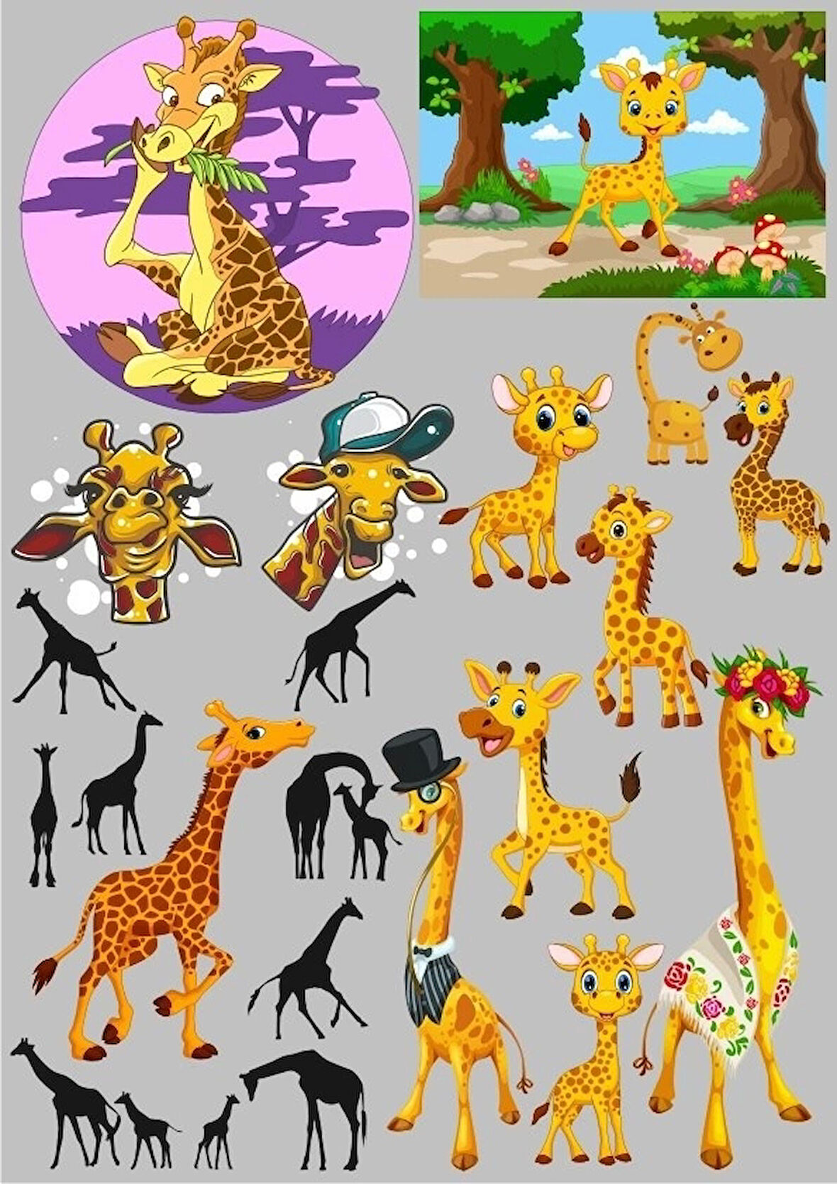 Zürafa Sticker Set 20 Parça Telefon, Tablet, Defter, Laptop Sticker