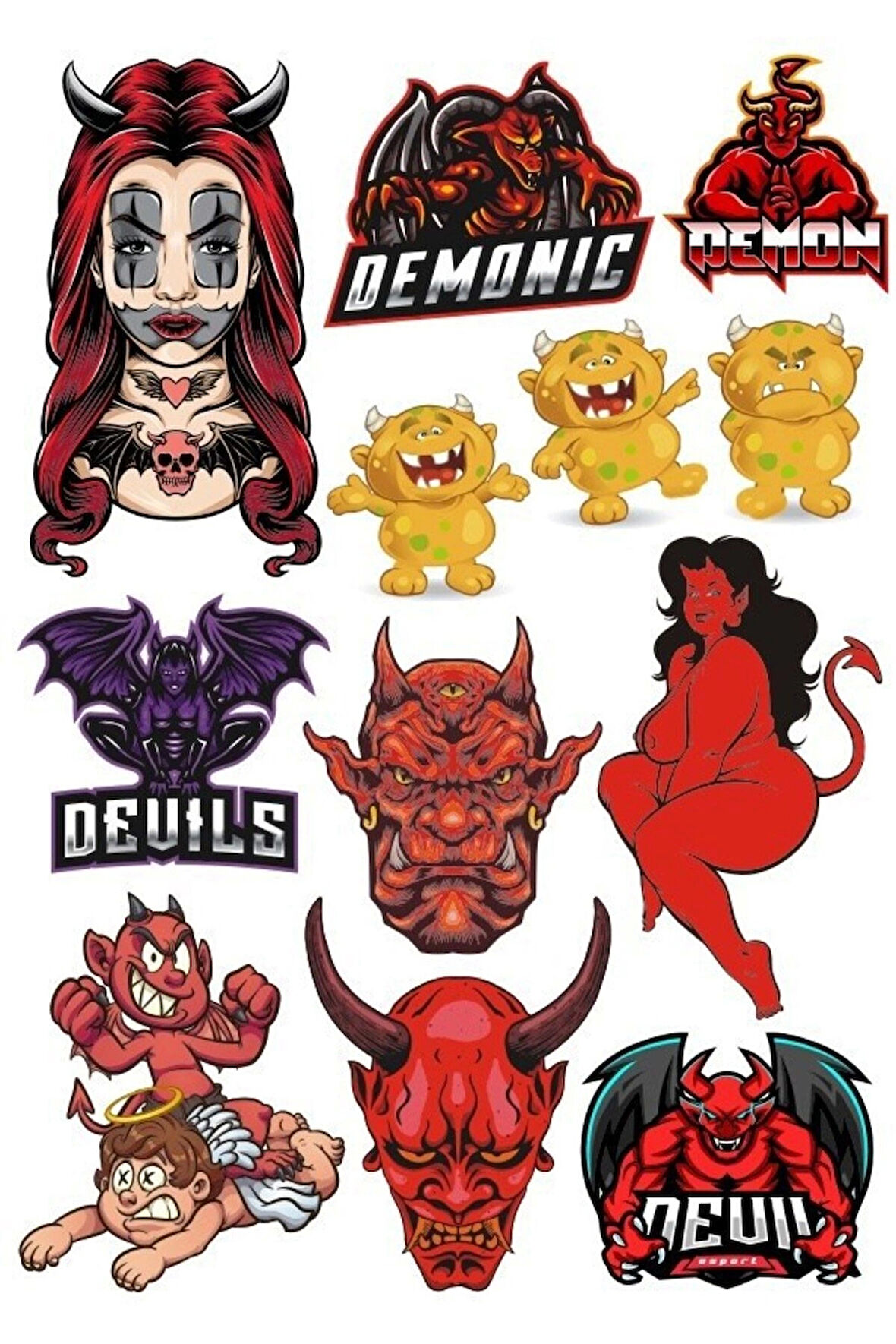 Devil Şeytan Sticker Set 13 Parça Telefon, Tablet, Defter, Laptop Sticker