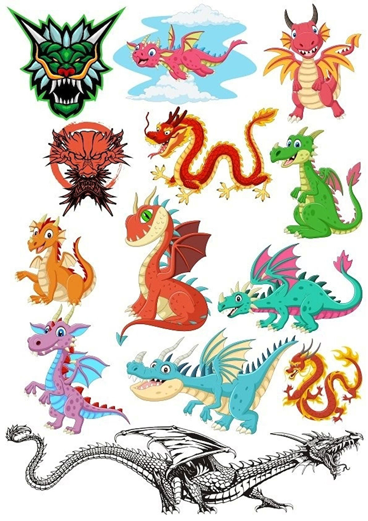 Ejderha Dragons Sticker Set 13 Parça Telefon, Tablet, Defter, Laptop Sticker