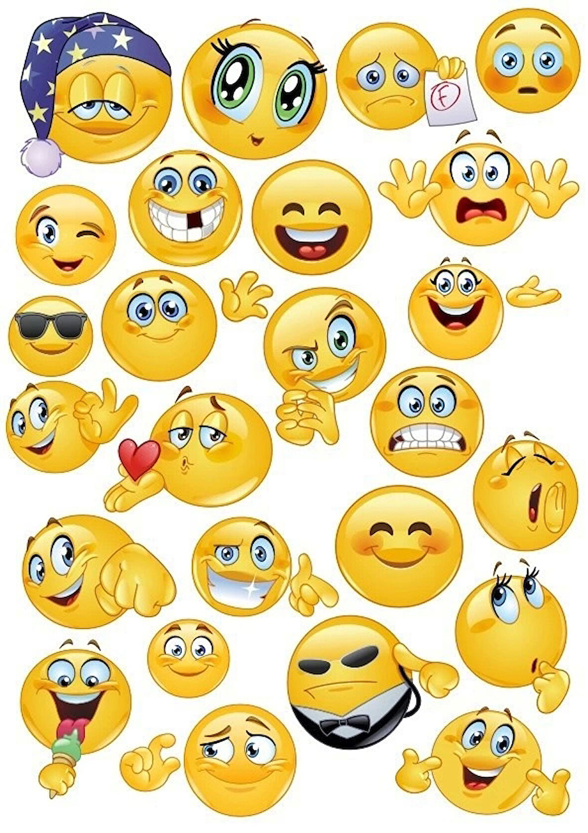 Emoji Sticker Set 15 Parça Telefon, Tablet, Defter, Laptop Sticker
