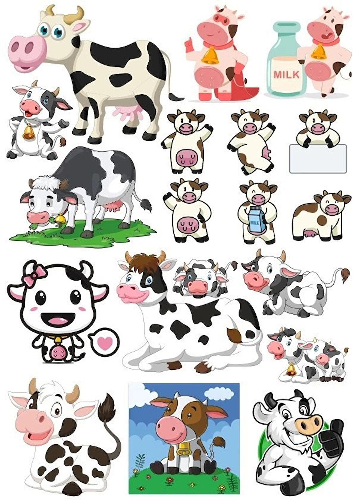 İnek Sticker Set-2 19 Parça Telefon, Tablet, Defter, Laptop Sticker