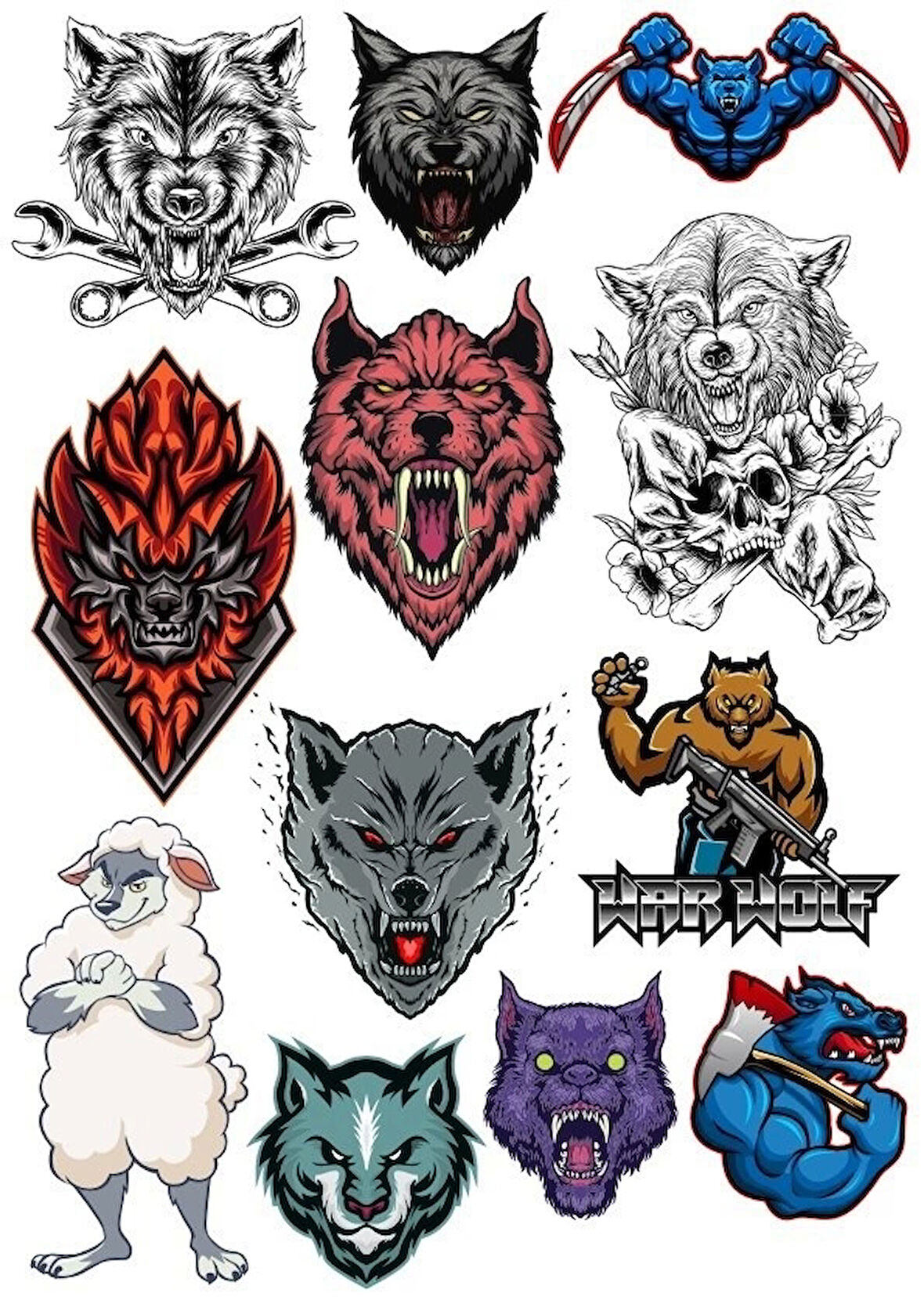 Kurt Wolf Sticker Set-3 13 Parça Telefon, Tablet, Defter, Laptop Sticker