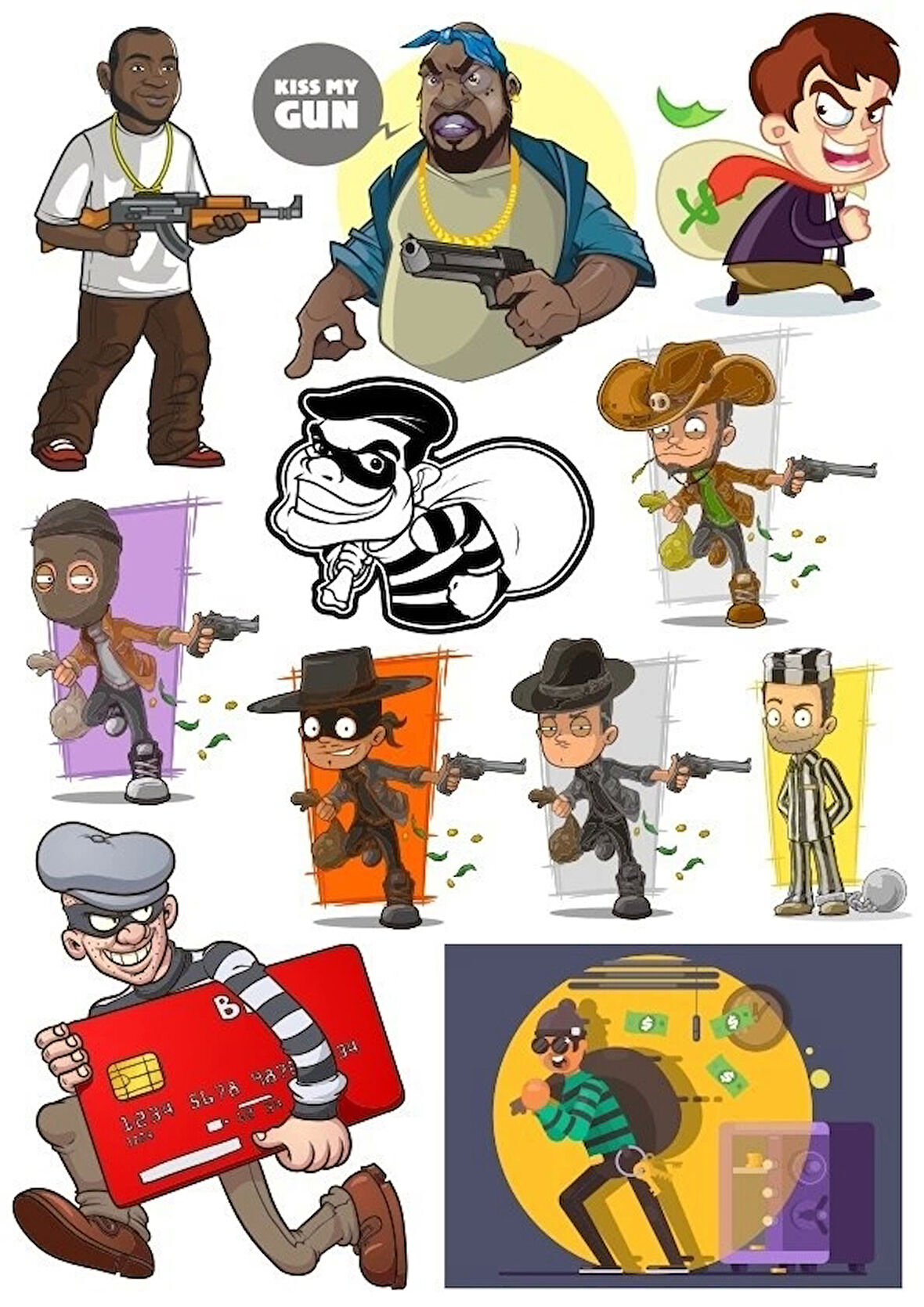 Hırsız Sticker Set-1 15 Parça Telefon, Tablet, Defter, Laptop Sticker