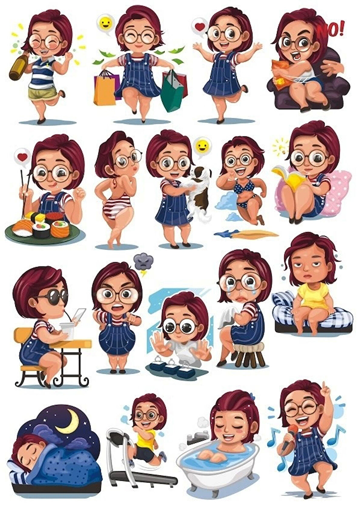 Kadın Stciker Set-4 15 Parça Telefon, Tablet, Defter, Laptop Sticker