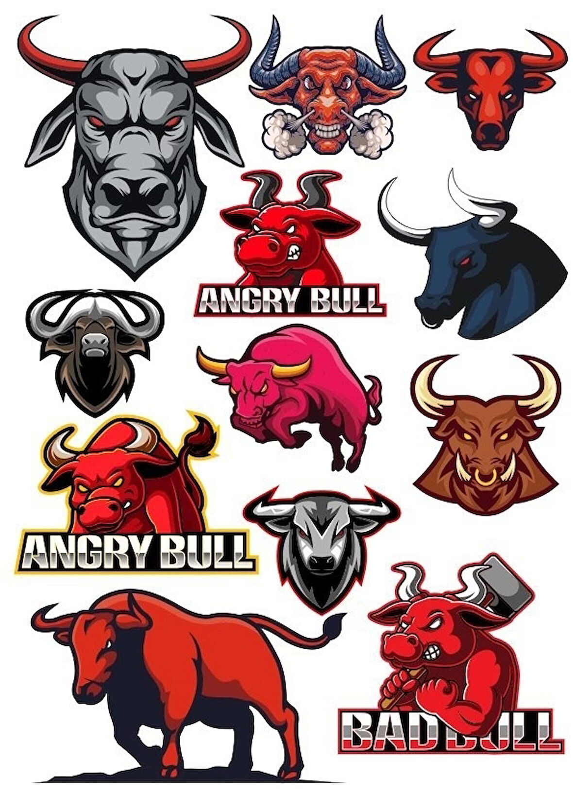 Boğa Sticker Set-9 16 Parça Telefon, Tablet, Defter, Laptop Sticker