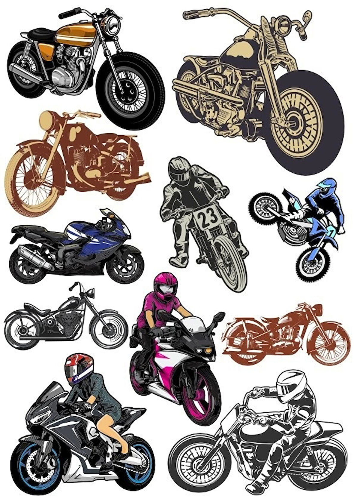 Motorsklet Sticker Set-3 16 Parça Telefon, Tablet, Defter, Laptop Sticker