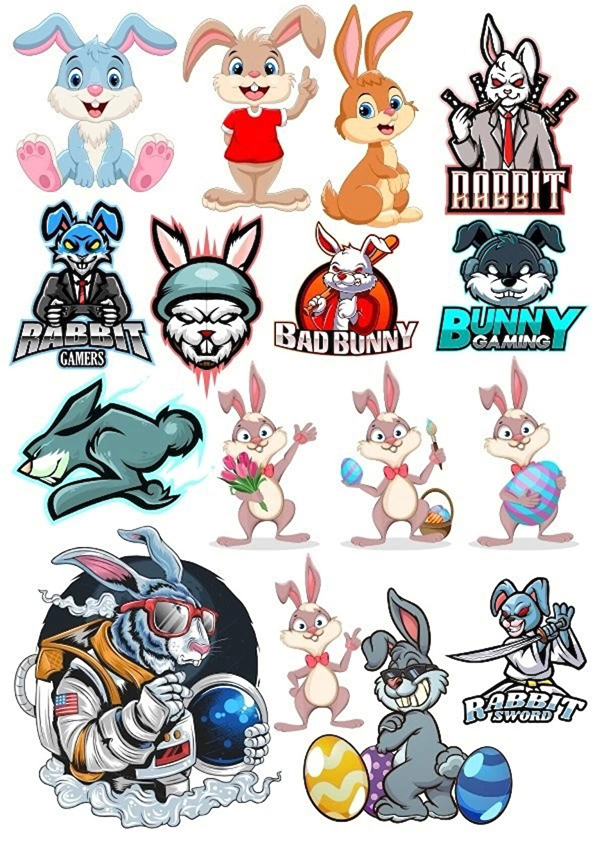 Tavşan Sticker Set-3 13 Parça Telefon, Tablet, Defter, Laptop Sticker