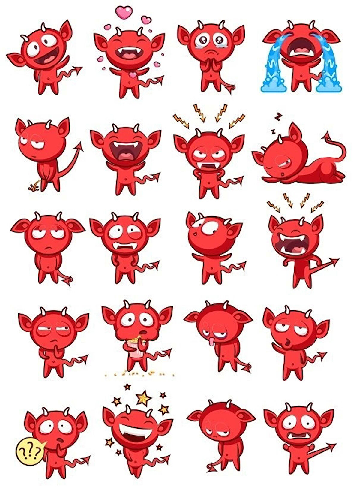 Şeytan Çocuk Sticker Set 20 Parça Telefon, Tablet, Defter, Laptop Sticker