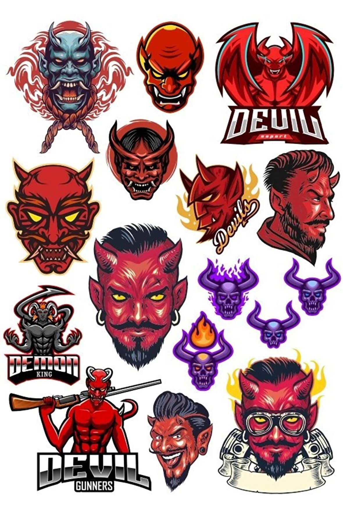 Şeytan Devil Sticker Set-5 16 Parça Telefon, Tablet, Defter, Laptop Sticker