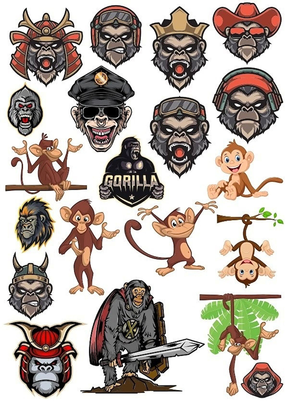 Goril Sticker Set-3 19 Parça Telefon, Tablet, Defter, Laptop Sticker