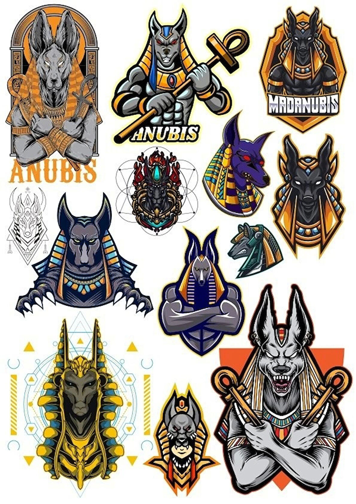 Anubis Sticker Set-2 9 Parça Telefon, Tablet, Defter, Laptop Sticker
