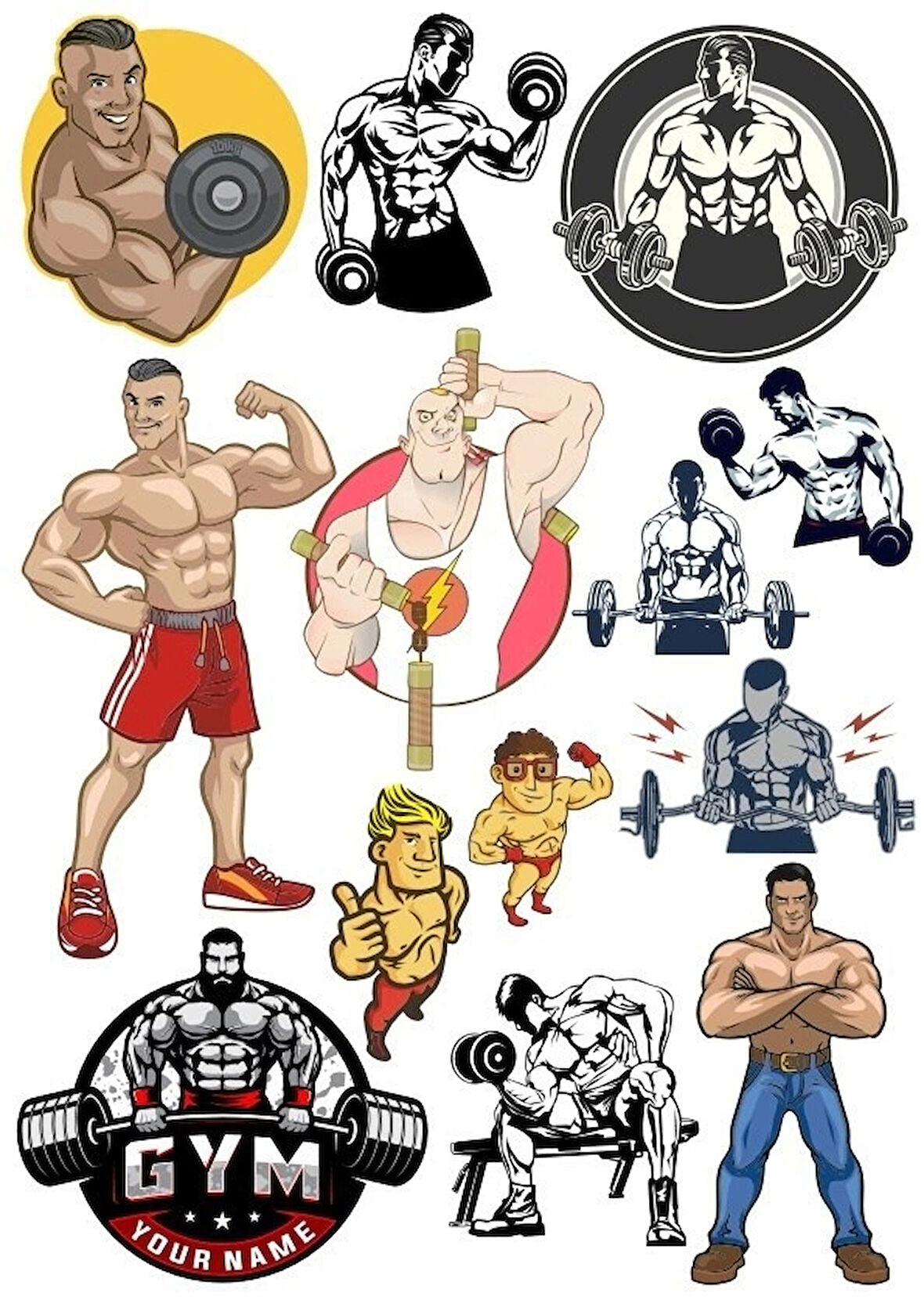 GYM fitness Sticker Set 15 Parça Telefon, Tablet, Defter, Laptop Sticker