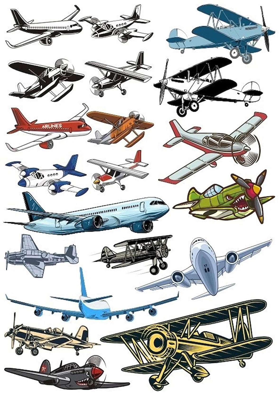 Uçaklar Sticker Set 15 Parça Telefon, Tablet, Defter, Laptop Sticker