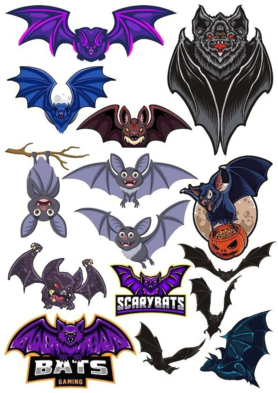 Yarasa Sticker Set 13 Parça Telefon, Tablet, Defter, Laptop Sticker