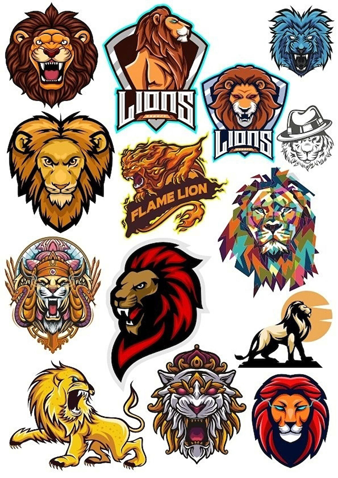 Aslan Lions Sticker Set-1 14 Parça Telefon, Tablet, Defter, Laptop Sticker