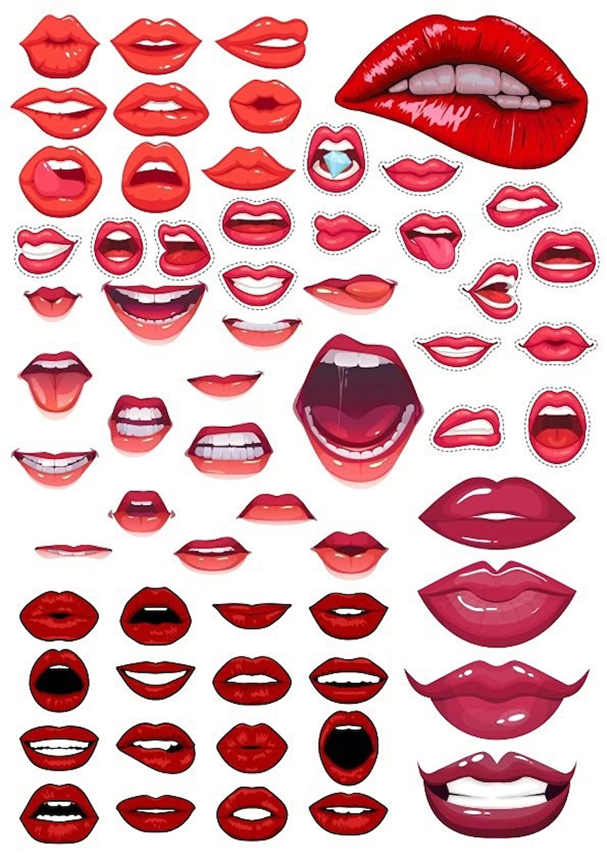 Dudaklar Sticker Set 32 Parça Telefon, Tablet, Defter, Laptop Sticker