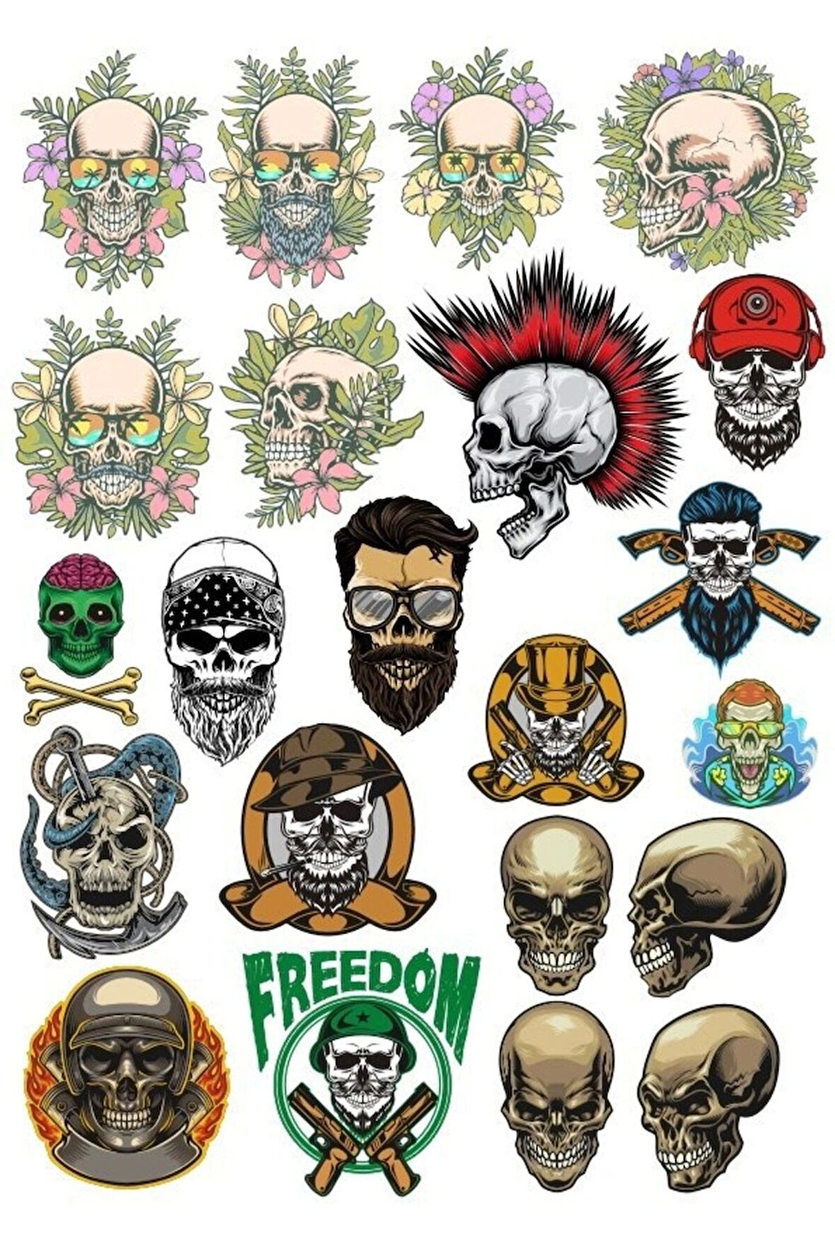 Kurukafa Sticker Set-2 16 Parça Telefon, Tablet, Defter, Laptop Sticker